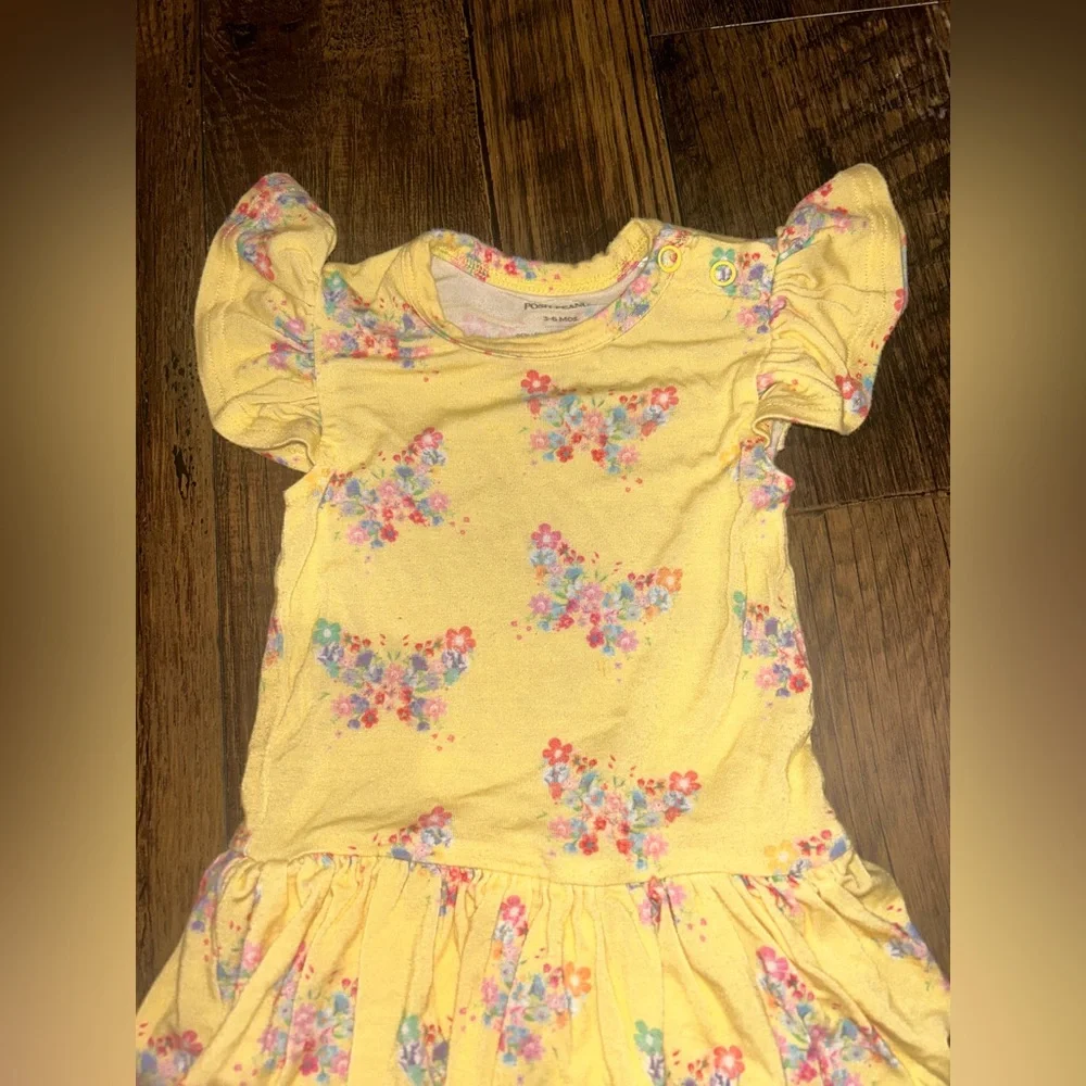 Posh Peanut Baby Girl Yellow Floral Butterfly Twirl Dress Size 3-6 Months